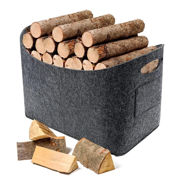 Borsa in feltro, Cesto per legna da ardere Extra Grande Cestino 53x40x30cm Borsa Pieghevole Portalegna Cesto Stoccaggio Organizer per la Spesa Giornali Giocattoli Articoli