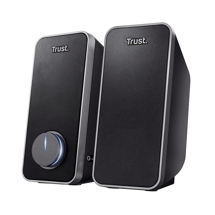 Trust arys standard Casse PC 2.0 Set Altoparlanti Stereo, 28 W, Alimentazione USB, Jack AUX 3.5 mm, Casse per PC Fisso, Altoparlante per Computer, Portatile, Tablet, Smartphone - Nero