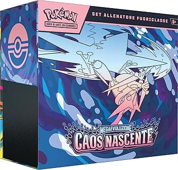 Pokémon: set Allenatore Fuoriclasse dell’espansione Megaevoluzione - Caos Nascente del GCC Pokémon (1 carta promozionale figura intera, 9 buste di espansione e accessori premium), Edizione in Italiano