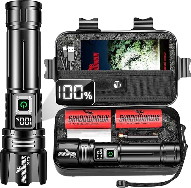 Shadowhawk Torcia LED Ricaricabile Potente Professionale 1000000 Lumen