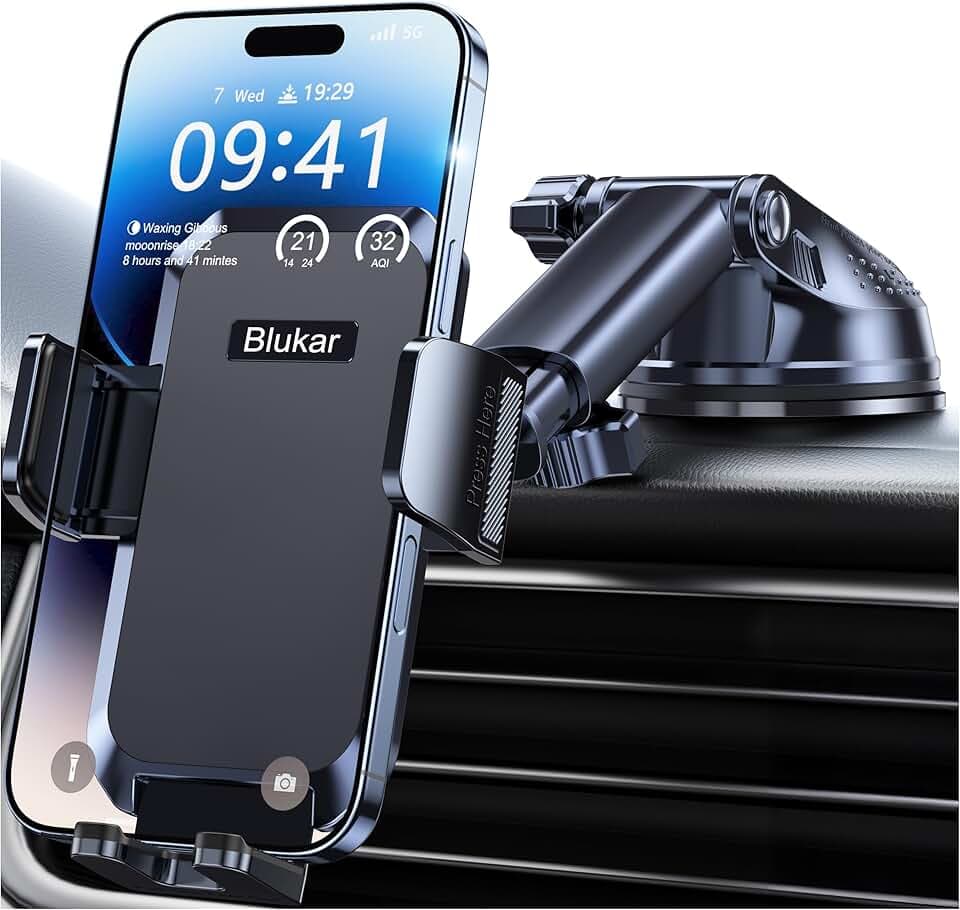 Blukar Porta Cellulare Auto,Upgrated Potente Ventosa Supporto Telefono Auto