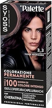Syoss by Palette Colorazione Permanente 3-3 Viola Profondo, Colorazione capelli permanente con Cheratina, per 100% copertura dei capelli bianchi e fino a 100 giorni di colore intenso