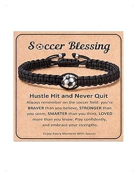 KONFEN Braccialetto da Calcio, Braccialetto da Calcio in Pietra Naturale, Gioielli da Regalo per Ragazzi, Regolabile, Regalo da Football per Bambini, Adolescenti, Ragazze e Ragazzi
