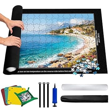 Tappetino Puzzle 2000 Pezzi | Tappetino per Puzzle fino a 2000 1500, Pezzi per Adulti | con 4 Vassoio Ordinamento, Tubo d'Aria e Borsa | 80x120 cm in Feltro, Antiscivolo per Facile Ripiego e Trasporto