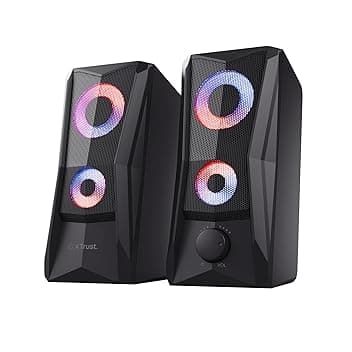 GXTrust 606B Javv Casse PC Gaming 2.0 con Illuminazione LED RGB, 12W (6W RMS), Alimentazione USB, Jack AUX 3.5 mm, Set di Altoparlanti PC da Gioco per Computer, Portatile - Nero