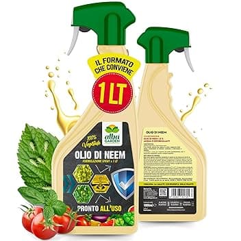 Albagarden - Olio Di Neem Per Piante - MAXI x 1 Litro - Soluzione Naturale Contro Insetti Funghi Cocciniglia, Acari Afidi Pulci, Cimici, Pidocchi - Spray Pronto Uso