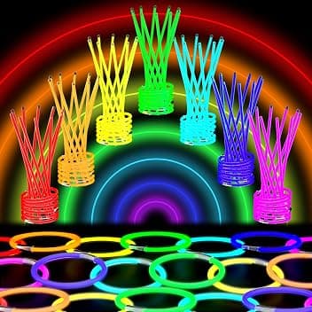 Relota 120pcs Braccialetti Luminosi, Collane neon,Lunghezza 20 cm per feste