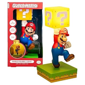 Paladone Lampada Diorama Super Mario – Lampada touch da 35 cm con 3 livelli di luminosità e suono ufficiale, alimentazione USB, decorazione per camera e gaming – Prodotto Nintendo ufficiale