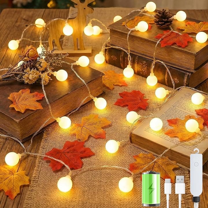 Catena Luminosa Esterno Interno, 60LEDs 10M Luci LED a Batteria con USB 8 Modalità FunZione Timer IP65 Impermeabile, Lucine LED Decorative per Balcone Giardino Feste Camera Campeggio Natale