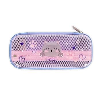 Legami - Astuccio Wonderwow, Tema Kitty, 2 Scomparti e Portapenne interno, Scomparto interno con Tessuto a Rete, Chiusura a Zip, 23x11x5 cm