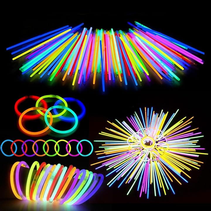 Braccialetti Luminosi Fluorescenti - 100 Bastoncini Luminosi con 100 Connettori, Braccialetti Fluo per Bambini e Adulti, Gadget Compleanno Bambini, Perfetti per Party, Feste, Carnevale e Eventi