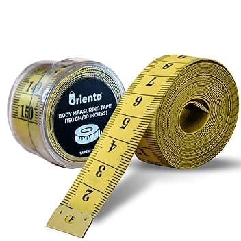 Oriento Metro a Nastro per Misurare Corpo da 150 cm/60 Pollici – Centimetro da Sarta Double Face per Sartoria, Cucito, Artigianato - Metro da Sarta Morbido con Centimetri e Pollici (Giallo)