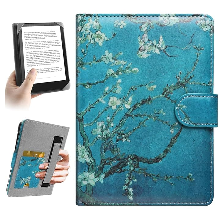 HoYiXi Universale Custodia per 6.8 pollice,7 pollice eReader Compatibilità Kindle Paperwhite/Kobo Clara HD/Kobo Clara 2E/PocketBook/Tolino/Sony 6”-6.8“ E-Book Reader Cover Case,fiore