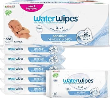 WaterWipes Sensitive+ Newborn & Baby Wipes, 6 Confezioni OEKO-TEX STANDARD 100 Green Seal