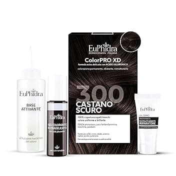 Euphidra - ColorPro XD 300, Castano Scuro, Colorazione Permanente con Acido Ialuronico, Idrata in Profondità, per un Risultato Professionale