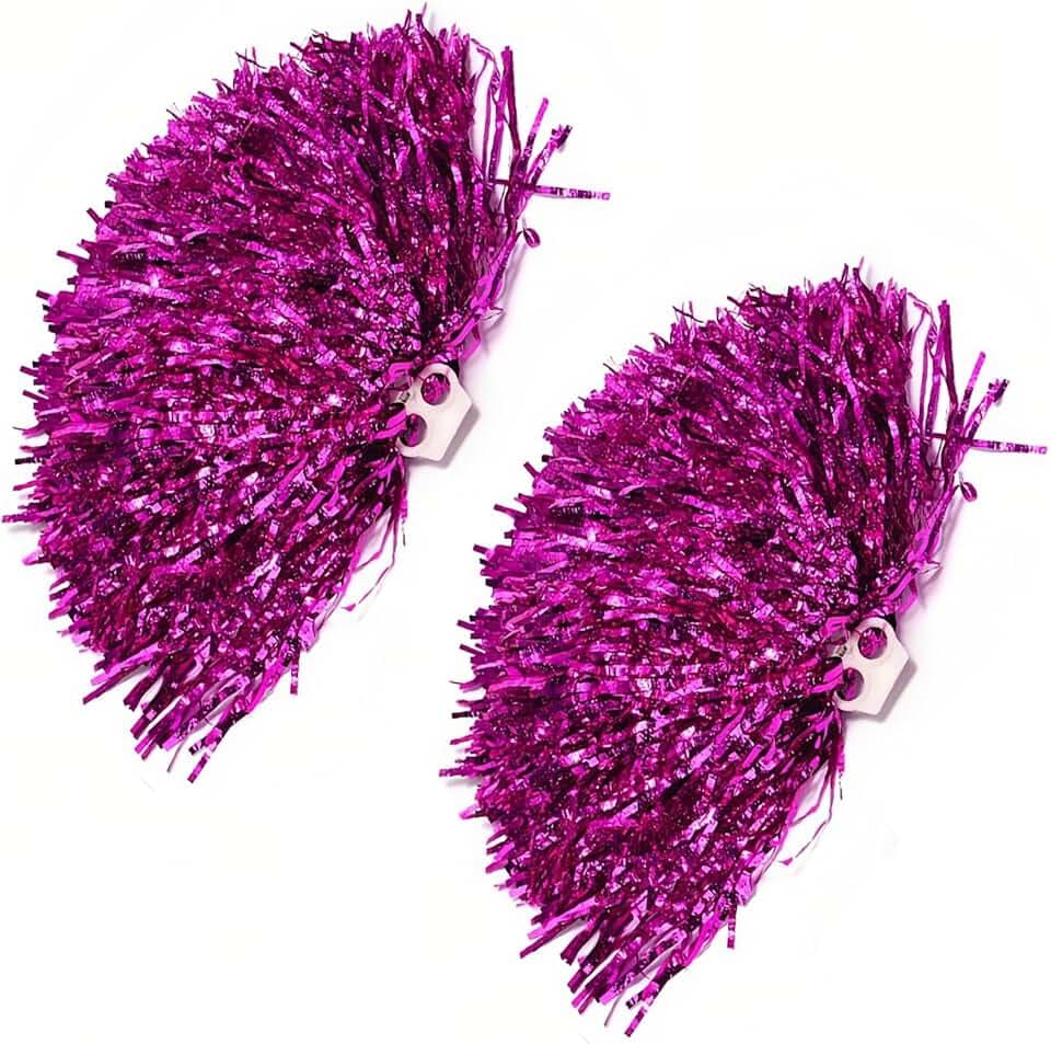 2 pompon da 30 cm, da cheerleader, da cheerleader, accessori per feste sportive, balli, feste, eventi aziendali (rosso rosa)