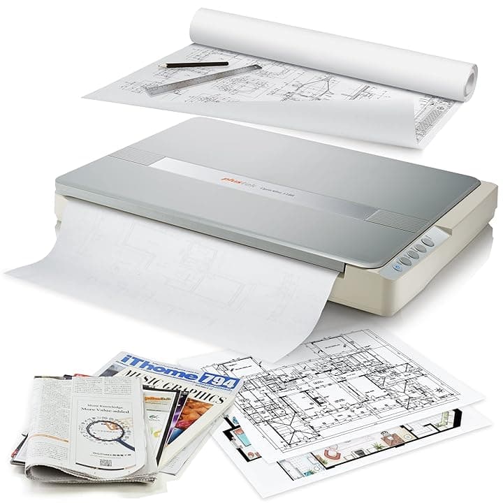 plustek OpticSlim 1180 - Scanner piano di grande formato A3 per progetti e documenti. Design per biblioteche, scuole e Soho. Scansiona A3 per 8 secondi, supporta Mac e PC