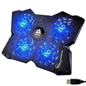 KLIM Wind - Base di raffreddamento PC Portatile + Più di 500 000 unità vendute + Il più potente Supporto PC portatile + Azione Rapida 1200 RPM + Gaming laptop PS5 et PS4 stand + Blu