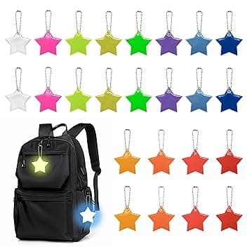 Songella Ciondolo Riflettente Portachiavi Riflettenti Stella Pendente 12 Colori 24 Pezzi Per Adulti Notte Camminata Corsa, Bambini