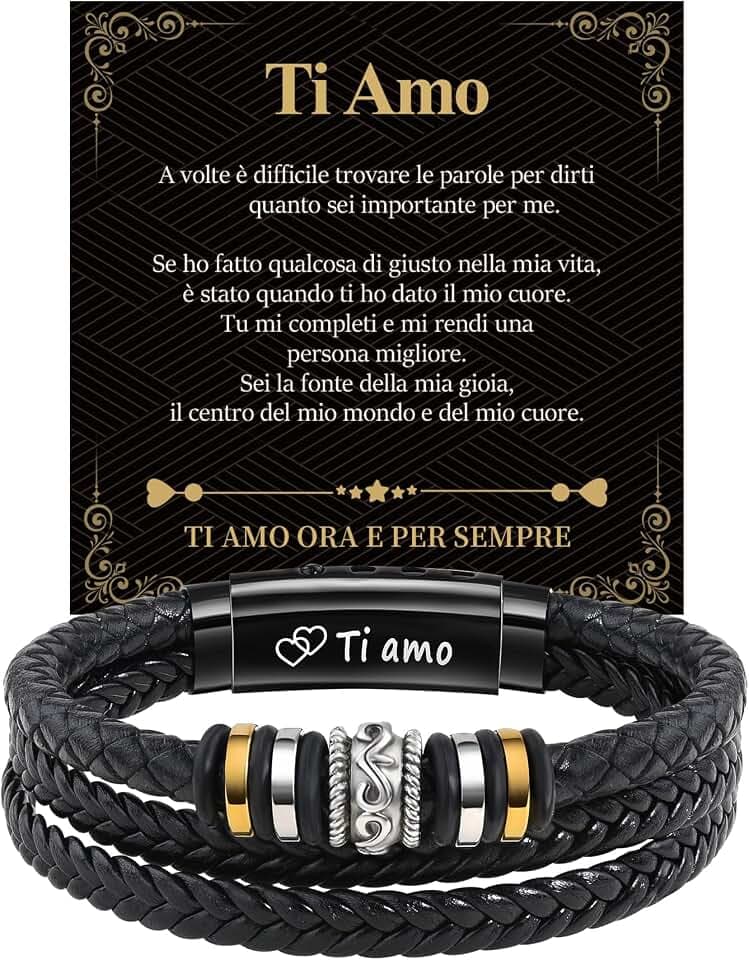 Cheerslife Bracciale Uomo in Pelle Regalo Uomo Figlio Fratello