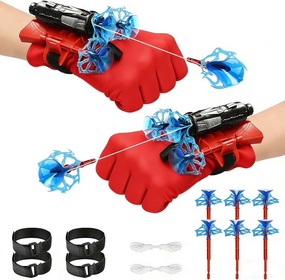 Guanti per Bambino,Guanti Maschera Spara Ragnatele Launcher Set,Giocattolo da Polso Web Launcher Toy,Giochi Bambino 5-10 Anni (B)