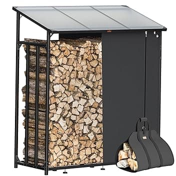 Gardebruk® Legnaia da Esterno 2,3 m³ 70Px163lx198H cm Tetto Copertura Protettiva Portalegna Rastrelliera Legno Camino Telo Giardino Borsa per Trasporto
