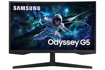 Samsung Monitor Gaming Odyssey G5 (S27CG554), Curvo (1000R), 27", 2560x1440 (WQHD 2K), HDR10, VA, 165 Hz, 1 ms (MPRT), FreeSync, HDMI, Display Port, Ingresso Audio, Flicker Free, Eye Saver Mode