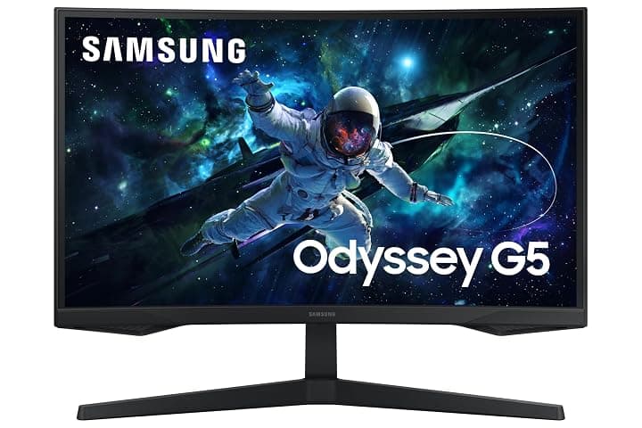 Samsung Monitor Gaming Odyssey G5 (S27CG554), Curvo (1000R), 27", 2560x1440 (WQHD 2K), HDR10, VA, 165 Hz, 1 ms (MPRT), FreeSync, HDMI, Display Port, Ingresso Audio, Flicker Free, Eye Saver Mode
