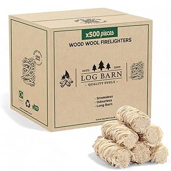Log Barn Accendifuoco Naturale - Confezione da 500, Accendifuoco Ecologico per Stufe a Legna, Forno per Pizza, Camino, Falò, Accendi Fuoco per Barbecue – Legna da Ardere Originale Log Barn