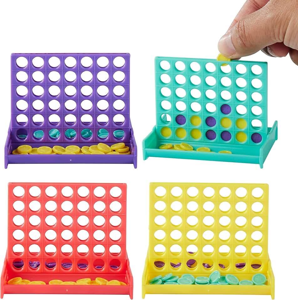 THE TWIDDLERS 24 Mini Giochi da Tavolo Quattro in Fila per Bambini (3+ Anni) - Set in 4 Colori Assortiti per Regalini di Fine Festa Compleanno e Premi Scolastici