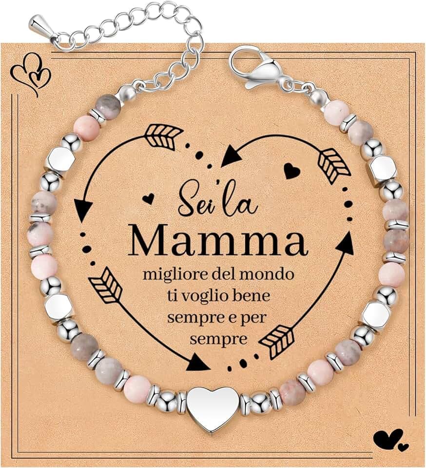 MANVEN Regalo Mamma Nonna Originale Regalo Festa della Mamma Compleanno Natale Bracciale Pietra Naturale 30 40 50 60 70 Anni