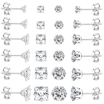 Dochais 12 Paia Orecchini Acciaio Chirurgico per Donna Uomo Orecchini Punto Luce Piercing Trago Zirconi Cubici Orecchini a Bottone Anallergico Cartilagine Piercing All'orecchio ClimeCo Certified