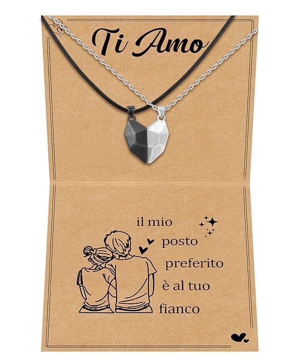 Cheerslife Collana Puzzle Anima Gemella, Regalo Romantico per Coppia Lui Lei Fidanzato Fidanzata, 2 Collane di Amore Corrispondenti, Regalo per San Valentino, Anniversario Natale Fidanzamento
