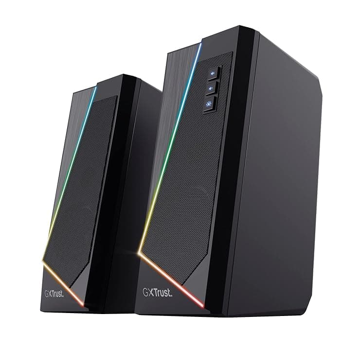 Trust Gaming Casse PC 2.0 GXT 609 Zoxa, 12W, Altoparlante Stereo, 6 Modalità Di Illuminazione RGB, Alimentazione Via USB, Set Di Altoparlanti Per PC, Computer, Desktop, Laptop, Portatile - Nero