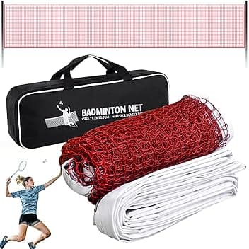 Rete da badminton, 0,76 x 6,1 m, professionale da tennis con fune metallica, rete portatile in polipropilene, rete sportiva, rete da allenamento, rete da pallavolo, per giardino, bambini, interni