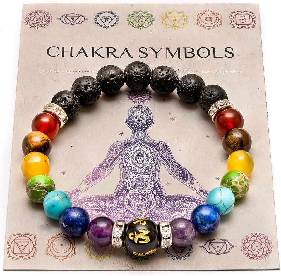 WICCSTAR Doppio Chakra Bracciale Yoga Reiki. Energia Guarigione Equilibrio Pietre vere Gioielli
