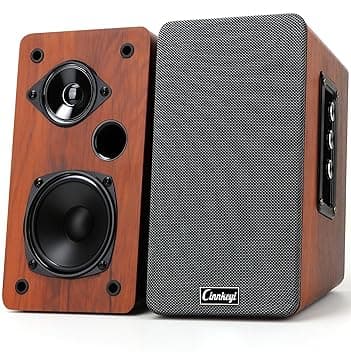 Diffusori da scaffale in legno da 50W, diffusori attivi 2.0 per computer | Ingressi: Bluetooth, RCA, AUX (3,5 mm), USB | Bassi potenti, diffusori per PC, TV, laptop, giradischi