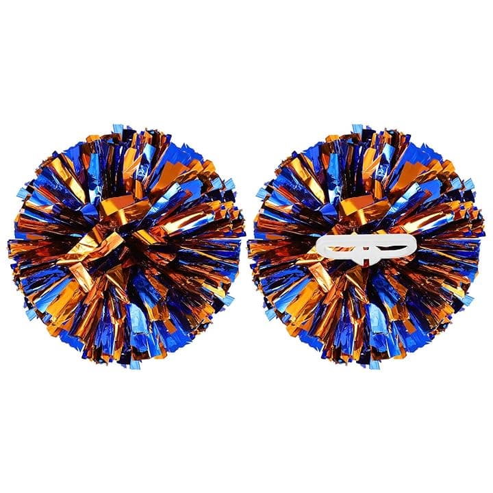 Pompon da cheerleader metallizzati, con anelli per manico, adatti per lo spirito di squadra, sport, danza, tifo