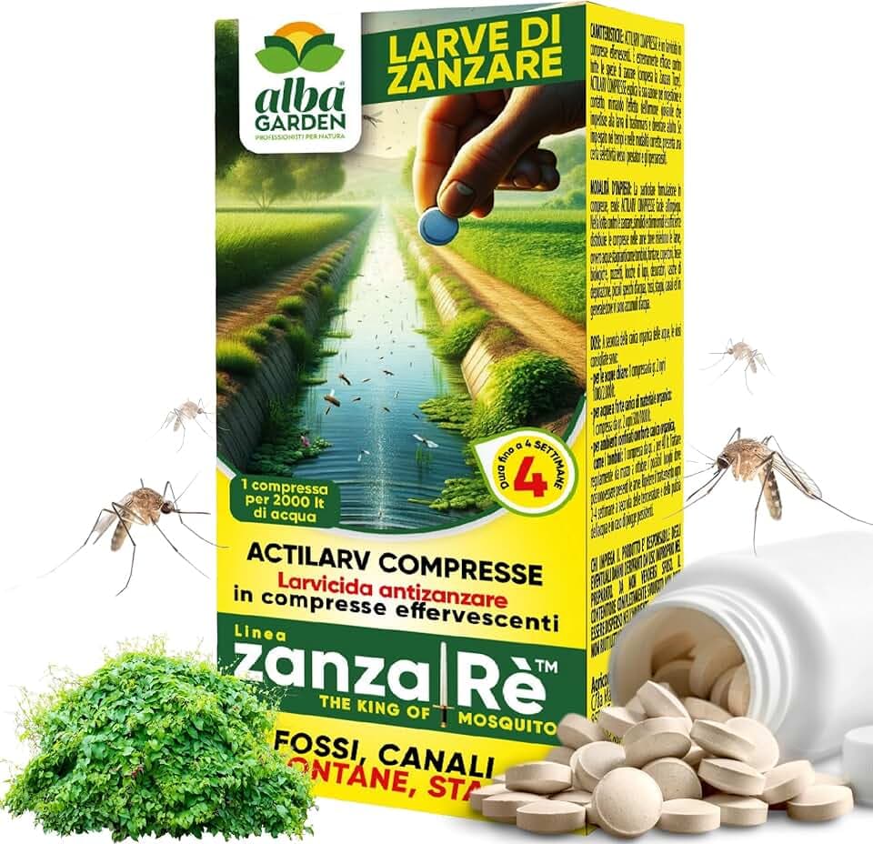 Albagarden - Larvicida Zanzare - Pastiglie di Insetticida Zanzare Giardino Per Disinfestazione Di Pozzetti, Accumuli Di Acqua E Stagni -Trattamento Antizanzare - Actilarv Compresse x 40 Gr