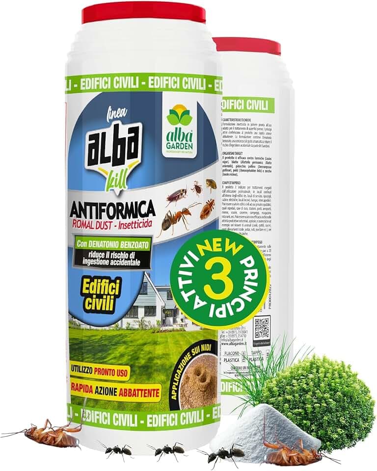 Albagarden - Albakill Esca Anti Formiche Veleno Insetticida In Polvere Per Casa Giardino Prato Scarafaggi Grillotalpa Insetti Pulci Zecche Pesciolini D'Argento Solubile Spray Antiformiche x 500 gr