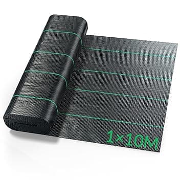 Velway Telo Pacciamatura 1x10M - 100g/m² Telo Anti Erbacce per Orto, Giardino, Tessuto Permeabile all'Acqu, Stabilizzazione ai Raggi UV,Barriere Contro Le Erbe Infestanti