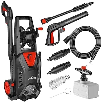 LEHMANN Hudson Idropulitrice Alta Pressione, 1800 W, Pressione Max. 220 Bar, Portata 450 l/h, Autoadescante, Pompa in Alluminio, Tubo da 5 m, Ideale per la Casa, Il Giardino e l'Auto