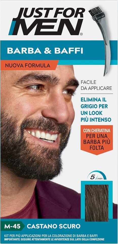 Just For Men Barba & Baffi, Tinta Uomo Con Cheratina, Castano Scuro M45