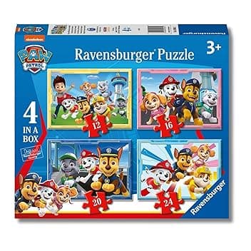 Ravensburger - Puzzle Bambini 3 Anni 4 in a box, Paw Patrol - Puzzle 3 Anni, Collezione Paw Patrol, Include 4 Puzzle 12-16-20-24 Pezzi Progressivi, Giochi Educativi, Idee Regalo The Forest Stewardship Council