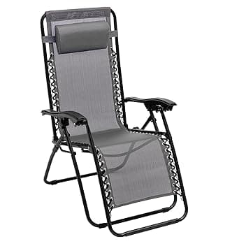 Baroni Home Sedia Sdraio Zero Gravity da Giardino, Chaise Longue Pieghevole da Esterno, Sdraio Salvaspazio per Piscina e Terrazzo, Poltrona Relax, 165x65x93 cm Grigio