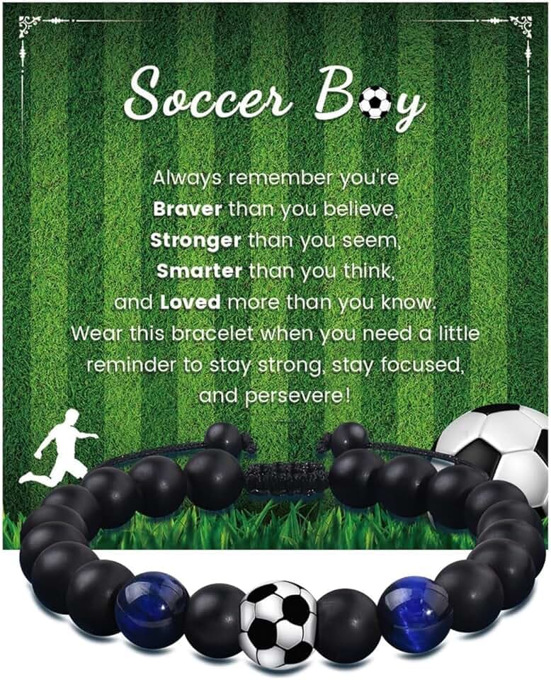 KAKFEL KAKFEL Braccialetto Calcio Ragazzo 1 Pezzo | Regalo Compleanno, Comunione, Pasqua per Figlio, Nipote, Fratello & Fan di Calcio 8-12 Anni