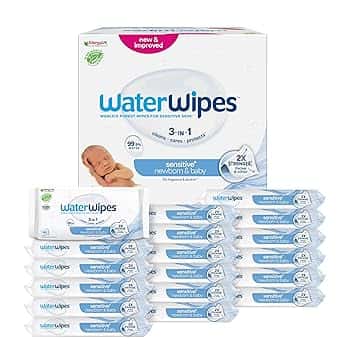 WaterWipes Sensitive+ Newborn & Baby Wipes, Salviettine per Neonati e Bambini, 720 Pezzi (12 Confezioni), Deterge, Cura, Protegge, 99,9% Acqua, Senza Profumo