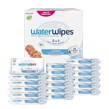 WaterWipes Sensitive+ Newborn & Baby Wipes, Salviettine per Neonati e Bambini, 720 Pezzi (12 Confezioni), Deterge, Cura, Protegge, 99,9% Acqua, Senza Profumo OEKO-TEX STANDARD 100