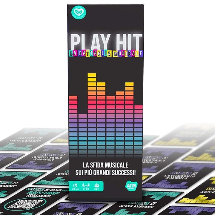 ATM Gaming PLAY HIT - Gioco da Tavolo Musicale - Blind Test, Karaoke e Quiz per Feste - 2 a 10 Giocatori - Divertente, Dinamico e a Squadre - Perfetto per Serate, Famiglie e Amici - Italiano