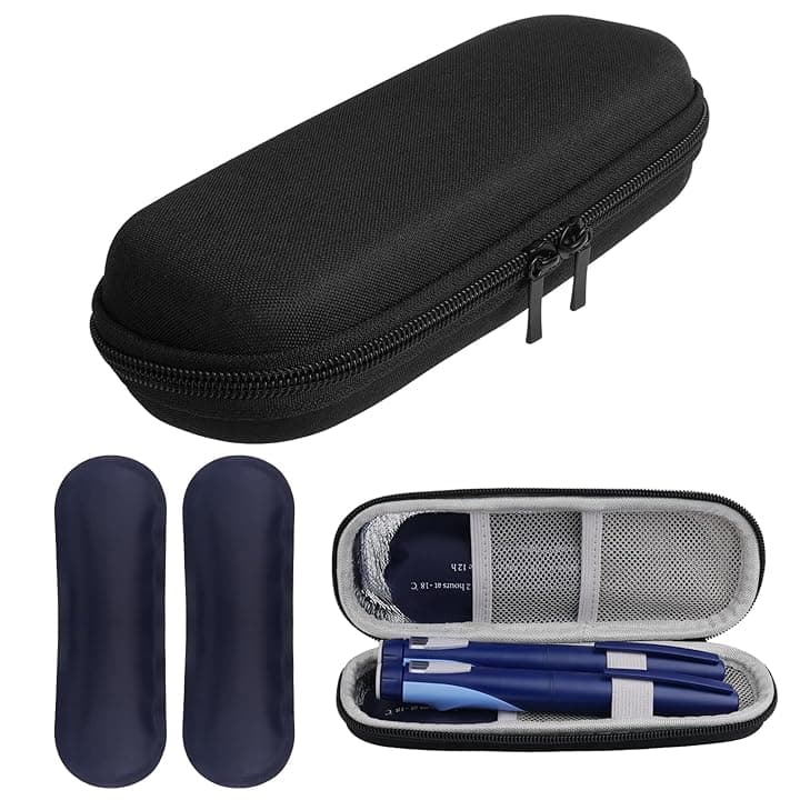 ACWOO Borsa Termica per Insulina, Borsa per Diabetici da Viaggio con 2 Impacchi di Ghiaccio, Portatile Custodia Per Insulina Per Diabetici, Perfetto per l'aereo, le Vacanze e i Viaggi D'affari (Nero)